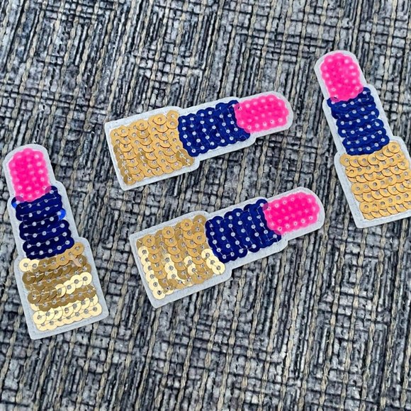 Lip stick Patches Multi color Sequins Iron On Patches Lot of 4 patches for craft - Picture 6 of 9
